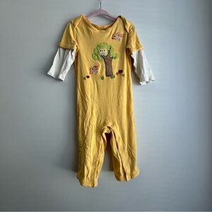 Gymboree Yellow One Piece with Tree and Animal Design 12-18M